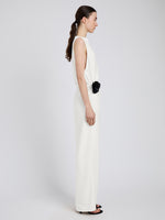 Proenza Schouler Side full length image of model wearing Indria Dress in Matte Double Crepe in White