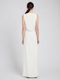 Proenza Schouler Back full length image of model wearing Indria Dress in Matte Double Crepe in White