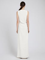 Proenza Schouler Back full length image of model wearing Indria Dress in Matte Double Crepe in White