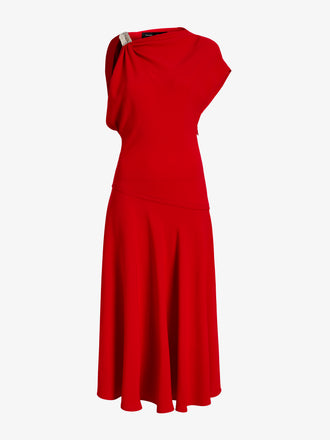 Proenza Schouler Still Life image of Rue Dress In Light Matte Double Crepe in Red