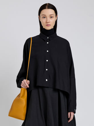 Proenza Schouler Front cropped image of model wearing Zad Top In Classic Twill in Black