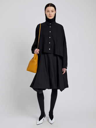 Proenza Schouler Front full length image of model wearing Zad Top In Classic Twill in Black