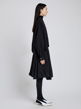 Proenza Schouler Side full length image of model wearing Zad Top In Classic Twill in Black