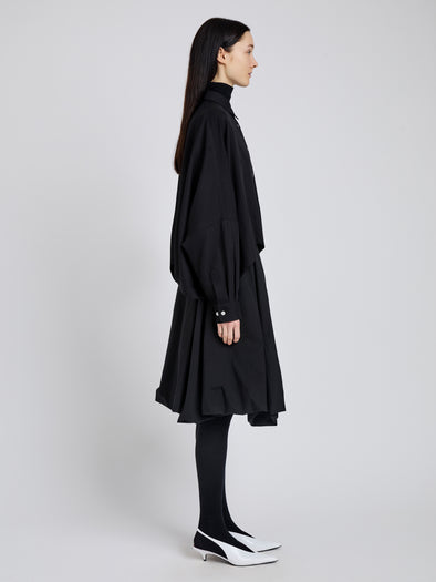 Proenza Schouler Side full length image of model wearing Zad Top In Classic Twill in Black