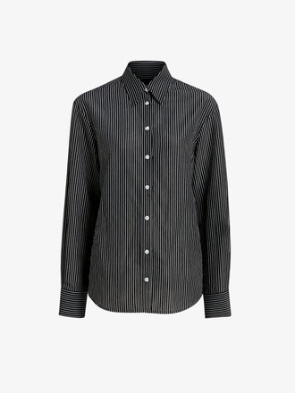 Proenza Schouler Still Life image of Lynsey Top in Viscose Striped Shirting in Black/White