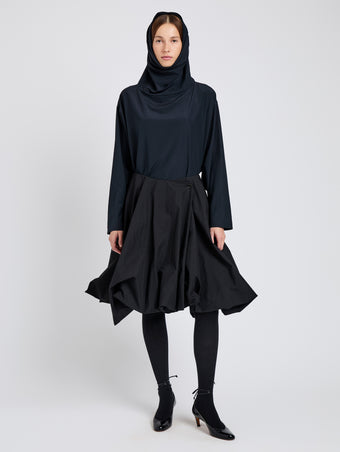 Proenza Schouler Front full length image of model wearing Solene Top In Silk Viscose in Anthracite