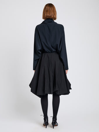 Proenza Schouler Back full length image of model wearing Solene Top In Silk Viscose in Anthracite