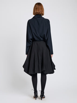 Proenza Schouler Back full length image of model wearing Solene Top In Silk Viscose in Anthracite