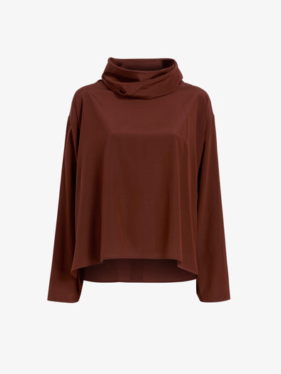Proenza Schouler Still Life image of Solene Top In Silk Viscose in Mahogany