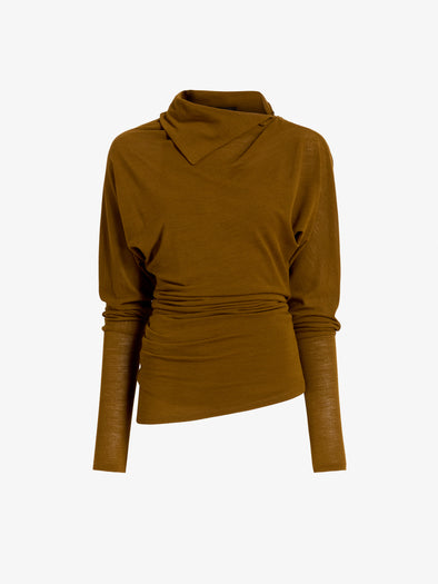 Proenza Schouler Still Life image of Golda Top In Jersey in Tobacco