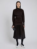 Proenza Schouler Front full length image of model wearing Golda Top In Jersey in Espresso