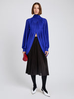 Proenza Schouler Front full length image of model wearing Eda Skirt In Jersey in Espresso