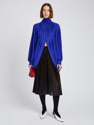 Proenza Schouler Front full length image of model wearing Eda Skirt In Jersey in Espresso