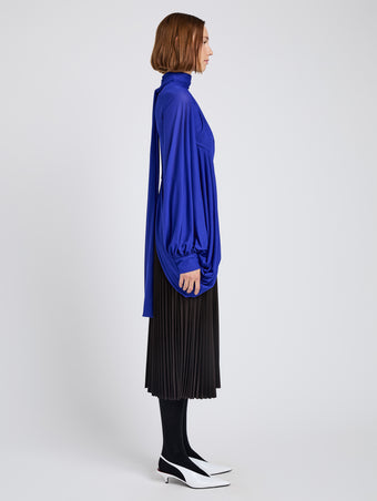 Proenza Schouler Side full length image of model wearing Eda Skirt In Jersey in Espresso
