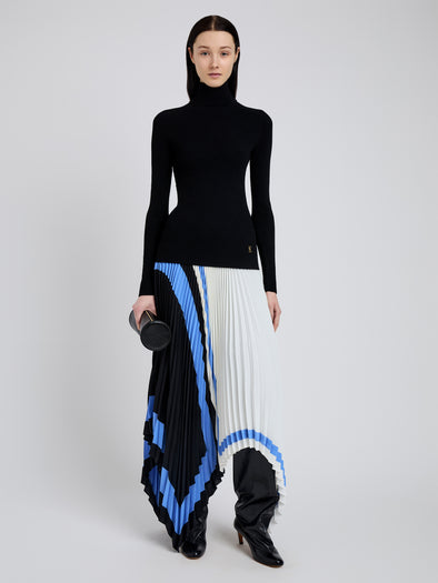 Proenza Schouler Front full length image of model wearing Emilia Skirt In Technical Crepe in White Multi