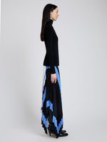 Proenza Schouler Side full length image of model wearing Emilia Skirt In Technical Crepe in White Multi