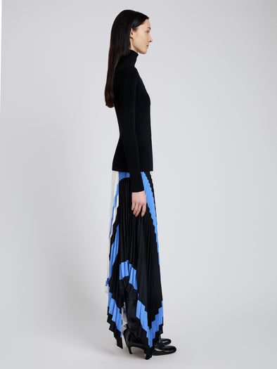 Proenza Schouler Side full length image of model wearing Emilia Skirt In Technical Crepe in White Multi