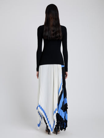 Proenza Schouler Back full length image of model wearing Emilia Skirt In Technical Crepe in White Multi