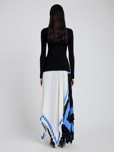 Proenza Schouler Back full length image of model wearing Emilia Skirt In Technical Crepe in White Multi
