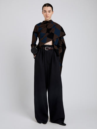 Proenza Schouler Front full length image of model wearing Salome Pant In Classic Twill in Black