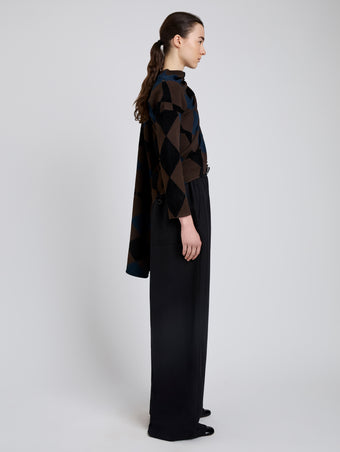 Proenza Schouler Side full length image of model wearing Salome Pant In Classic Twill in Black