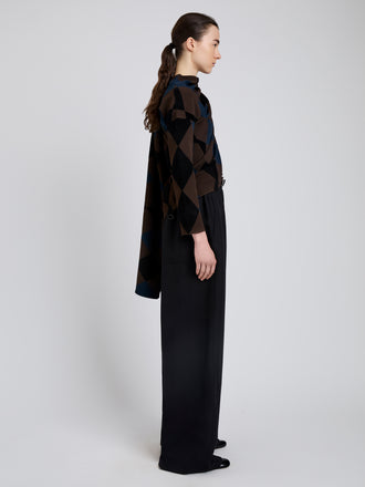 Proenza Schouler Side full length image of model wearing Salome Pant In Classic Twill in Black
