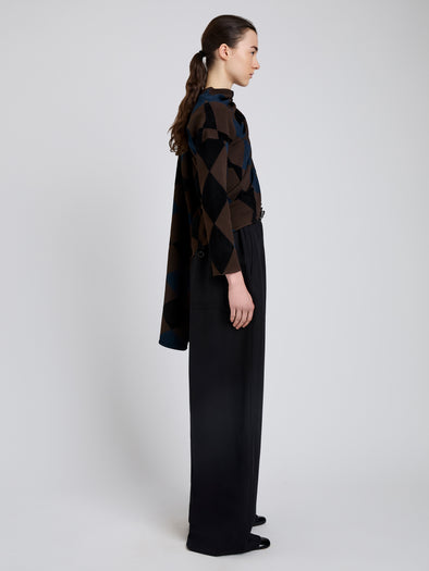 Proenza Schouler Side full length image of model wearing Salome Pant In Classic Twill in Black
