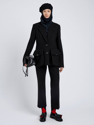 Proenza Schouler Front full length image of model wearing Ismene Pant In Wool Scuba in Black