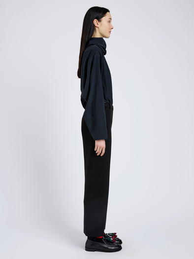 Proenza Schouler Side full length image of model wearing Ismene Pant In Wool Scuba in Black