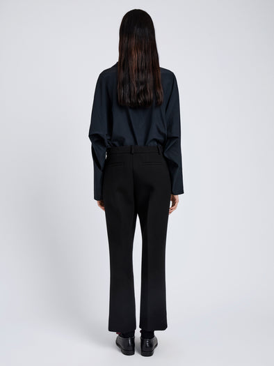 Proenza Schouler Back full length image of model wearing Ismene Pant In Wool Scuba in Black