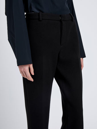 Proenza Schouler Detail image of model wearing Ismene Pant In Wool Scuba in Black