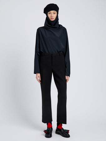 Proenza Schouler Front full length image of model wearing Ismene Pant In Wool Scuba in Black