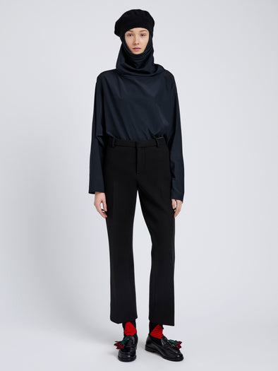 Proenza Schouler Front full length image of model wearing Ismene Pant In Wool Scuba in Black