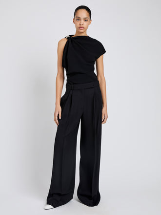 Proenza Schouler Front full length image of model wearing Patricia Pant In Classic Twill in Black