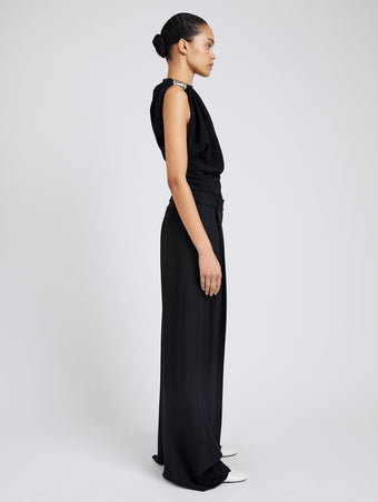 Proenza Schouler Side full length image of model wearing Patricia Pant In Classic Twill in Black
