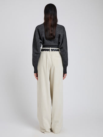 Proenza Schouler Back full length image of model wearing Lidie Pant in Corduroy in Ecru