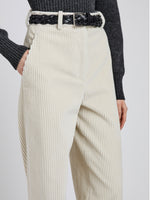 Proenza Schouler Detail image of model wearing Lidie Pant in Corduroy in Ecru