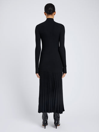 Proenza Schouler Back full length image of model wearing Jada Dress In Superfine Merino in Black
