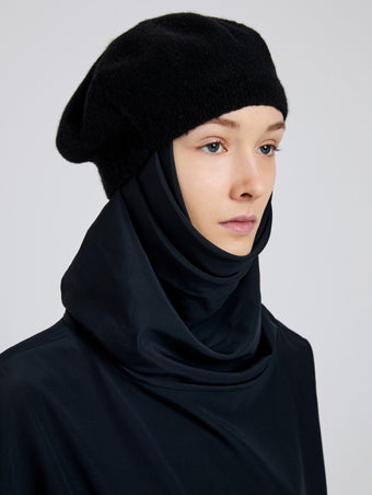 Proenza Schouler image of model wearing Beret in Wool Knit in Black
