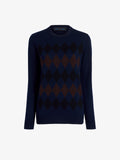 Proenza Schouler Still Life image of Vivian Top In Argyle Knit in Navy Multi