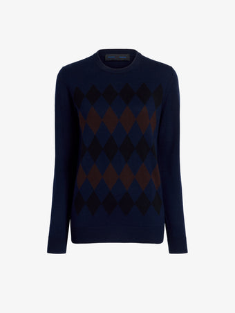 Proenza Schouler Still Life image of Vivian Top In Argyle Knit in Navy Multi