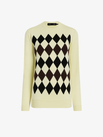 Proenza Schouler Still Life image of Vivian Top In Argyle Knit in Yellow Multi