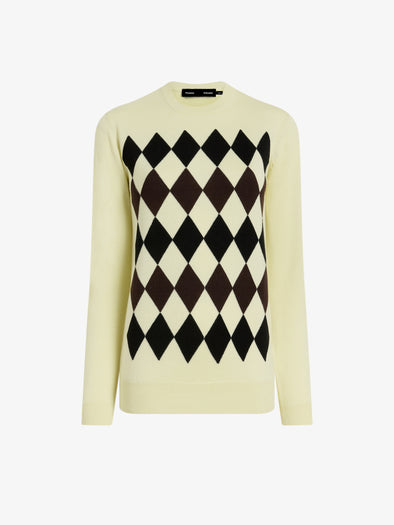 Proenza Schouler Still Life image of Vivian Top In Argyle Knit in Yellow Multi