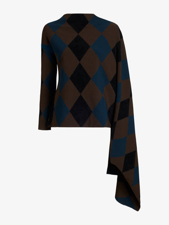 Proenza Schouler Still Life image of Vanne Top In Argyle Velvet Knit in Navy Multi