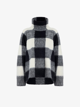 Proenza Schouler Still Life image of Kai Top In Brushed Glenplaid Knit in Black Multi