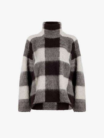 Proenza Schouler Still Life image of Kai Top In Brushed Glenplaid Knit in Brown Multi