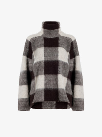 Proenza Schouler Still Life image of Kai Top In Brushed Glenplaid Knit in Brown Multi