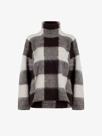 Proenza Schouler Still Life image of Kai Top In Brushed Glenplaid Knit in Brown Multi