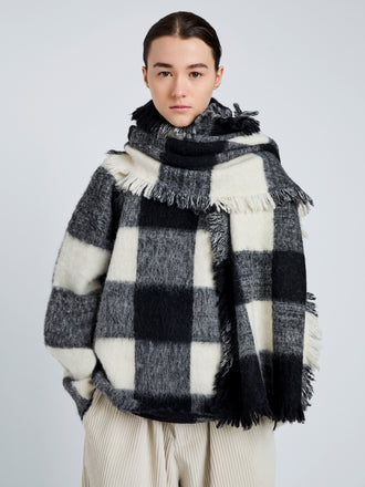 Proenza Schouler image of model wearing Kai Scarf In Brushed Glenplaid Knit in Black Multi