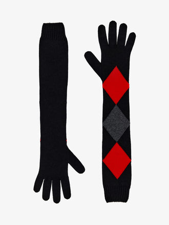 Proenza Schouler Still Life aerial image of Vivian Gloves In Argyle Cashmere Knit in Black Multi
